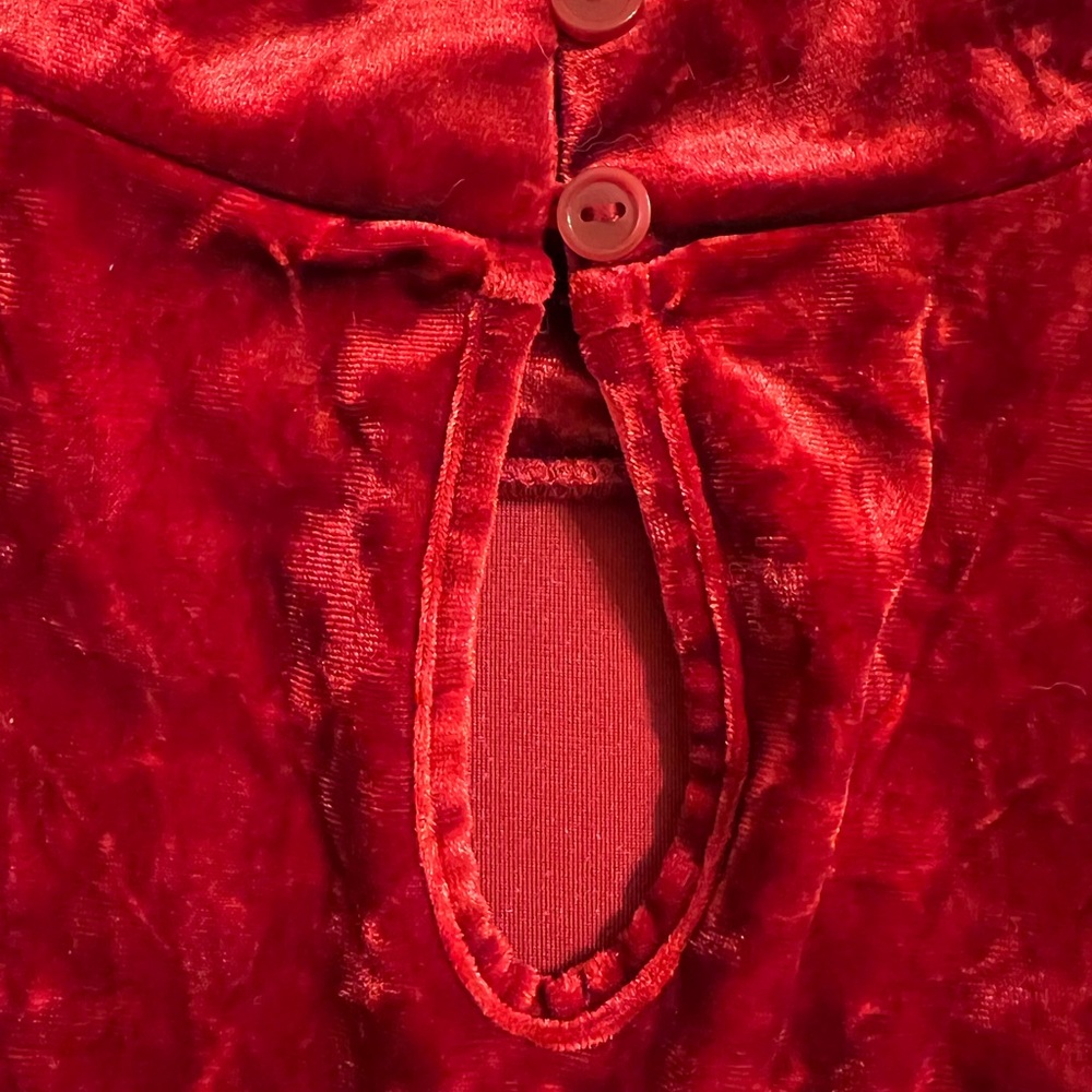 RED CRUSHED VELVET Top XS - Picture 3 of 7